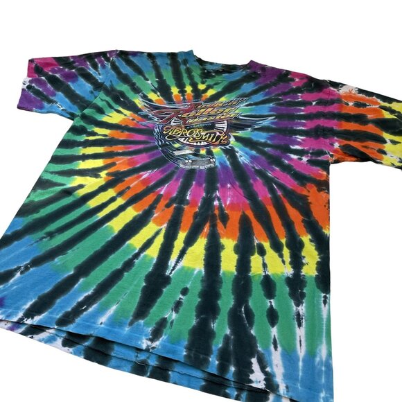 Vintage Single Stitch Disney Aerosmith Graphic Tee 2XL Tie Dye - Picture 10 of 12
